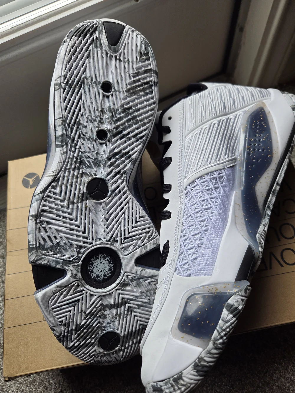 Air Jordan 38 Low White and Black Basketball Sneakers